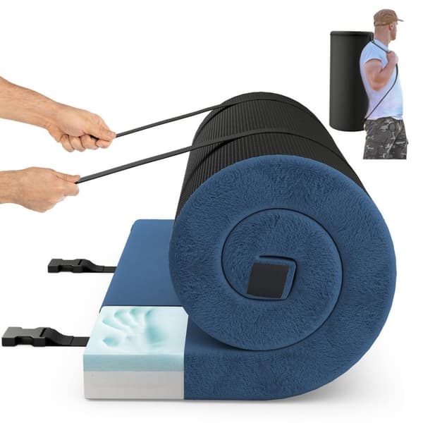 Memory foam campingmadrass roll-up campingmatta med vattentät beläggning 188 x 97 x 6,5 cm blå