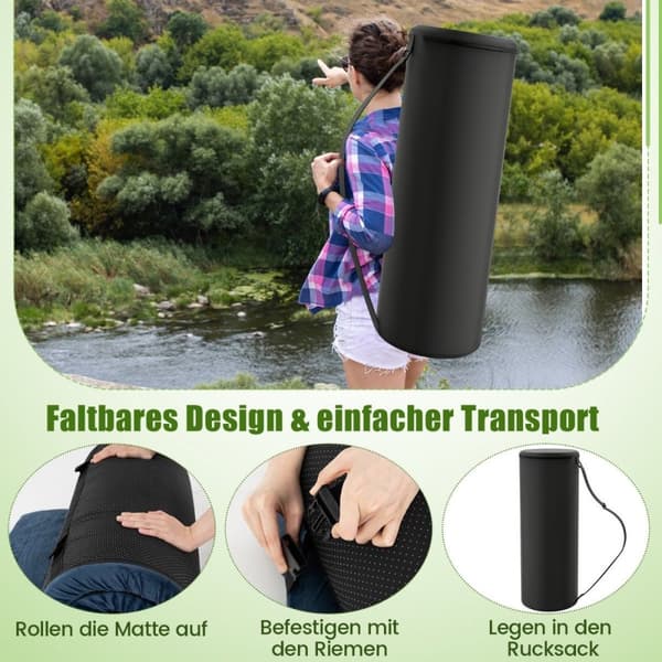 Memory foam campingmadrass roll-up campingmatta med vattentät beläggning 188 x 97 x 6,5 cm blå