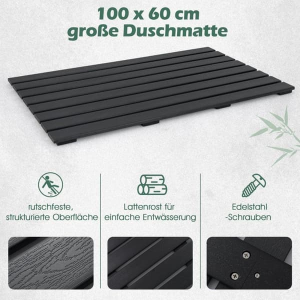 Gulvelement til solbruser WPC gulvplade til havebruser 100 x 60 x 2,5 cm sort