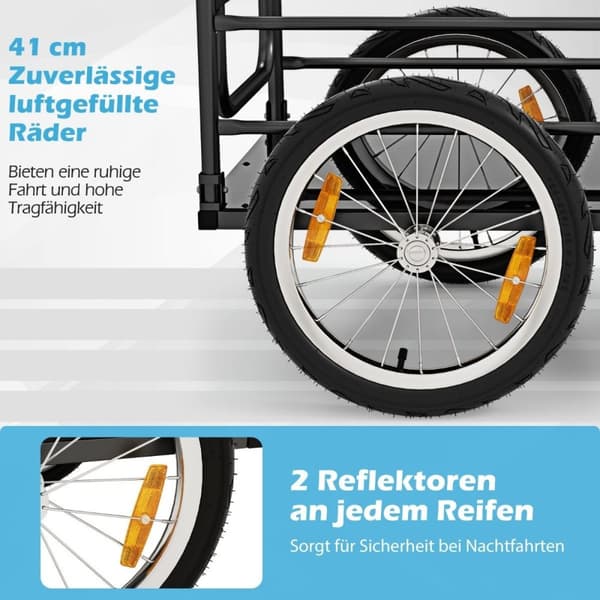 Cykeltrailer lastvogn foldbar med dæksel & kobling & reflekser 145,5 x 61 x 58 cm