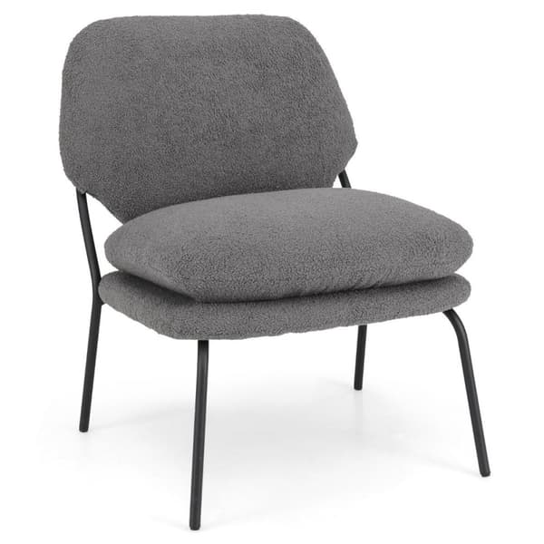 Armless accent stol med teddy fleece överdrag och hög rygg fåtölj fritidsstol