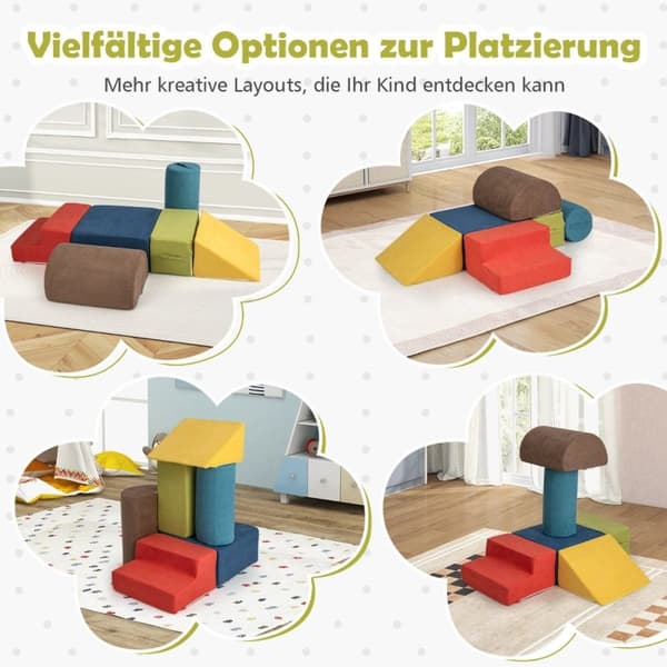 6 STK. Myke byggeklosser for klatring og kravling Skumbyggeklosser Kjempebyggeklosser Fargerike