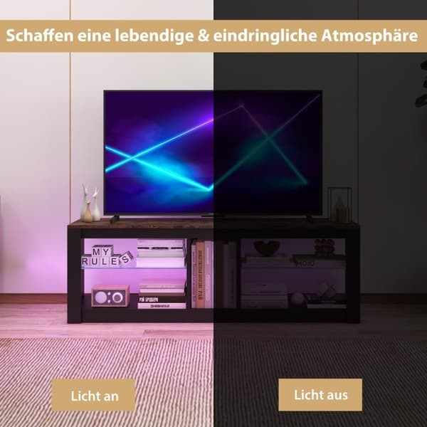 TV-skåp med LED-belysning för tv-apparater upp till 65 tum Modernt underhållningscenter