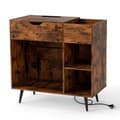 Miniatyrbilde 2 av 5: Platespillerstativ plateskap med stikkontakt & USB & Type C 79,5 x 40 x 79 cm Rustikkbrun