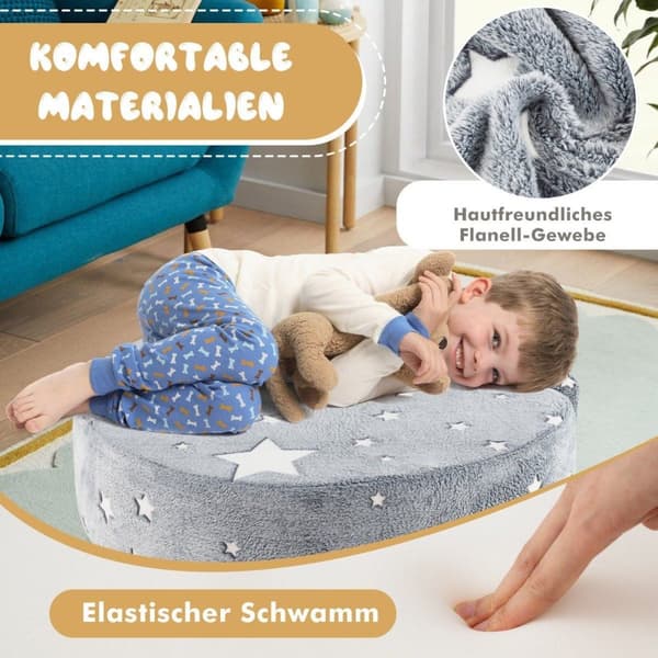 2 in 1 lasten sohva pyöreä pimeässä hehkuva lasten sohva verhoiltu irrotettavalla harmaalla päällyksellä
