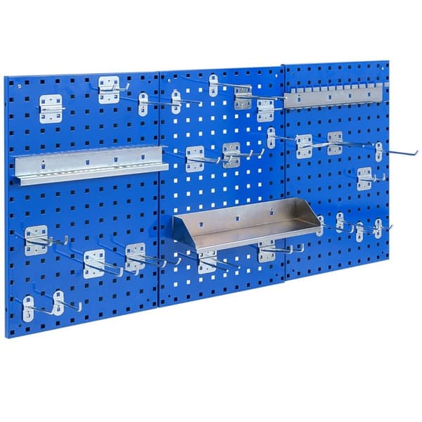Verktygsvägg verktyg perforerad vägg med 3 pegboards &amp; 28 delar hängande tillbehör Blå