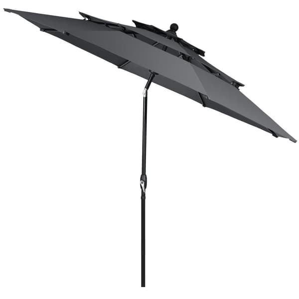 300 cm parasoll av aluminium med 3-våningstak, automatiskt tippbart paraply, antracit