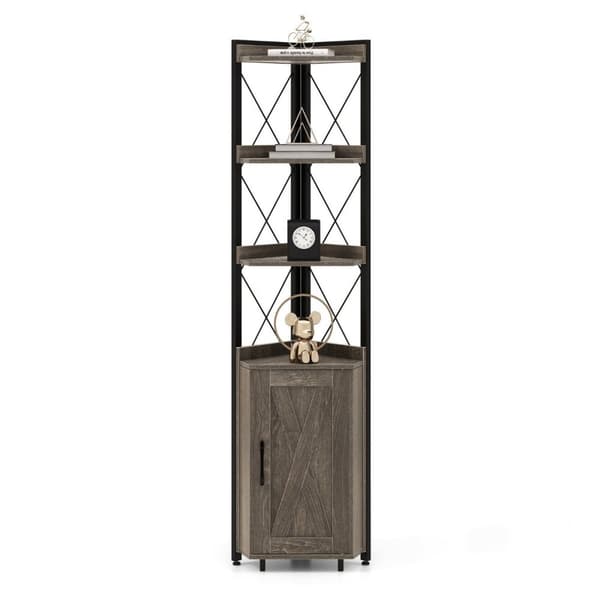 6-lags reol, industrielt højskab, smal med 4 hylder, 48 ​​x 32 x 180 cm, rustik grå