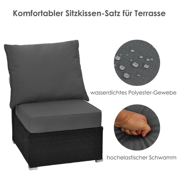 Uteplassputesett med sklisikre taustropper og tykk setepute og ryggpute grå