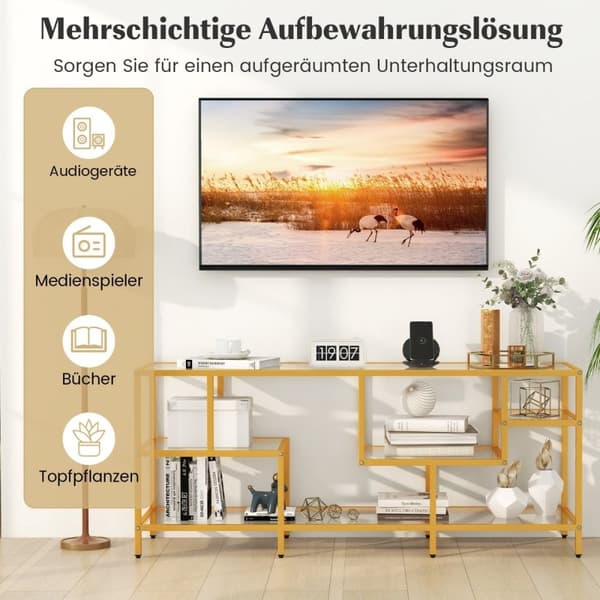 TV-kaappi TV-pöytä televisioille jopa 65 tuumaa TV-pöytä kultaa 147 x 40 x 62 cm