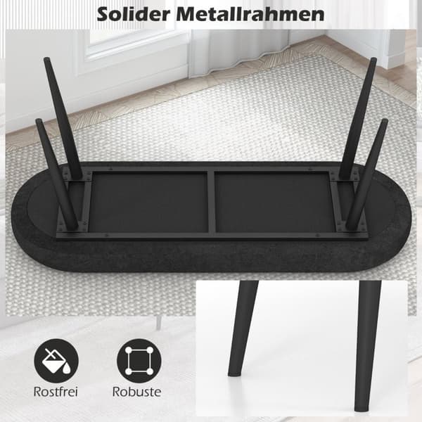 113 cm benk med puter &amp; Metallben polstret benk puff opp til 300 kg lastekapasitet svart