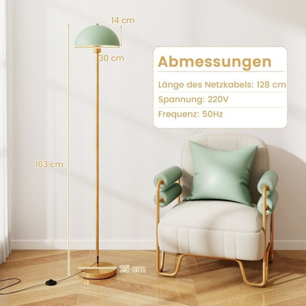 Golvlampa vardagsrum 163cm E27 socket golvlampa med splittersäker lampskärm