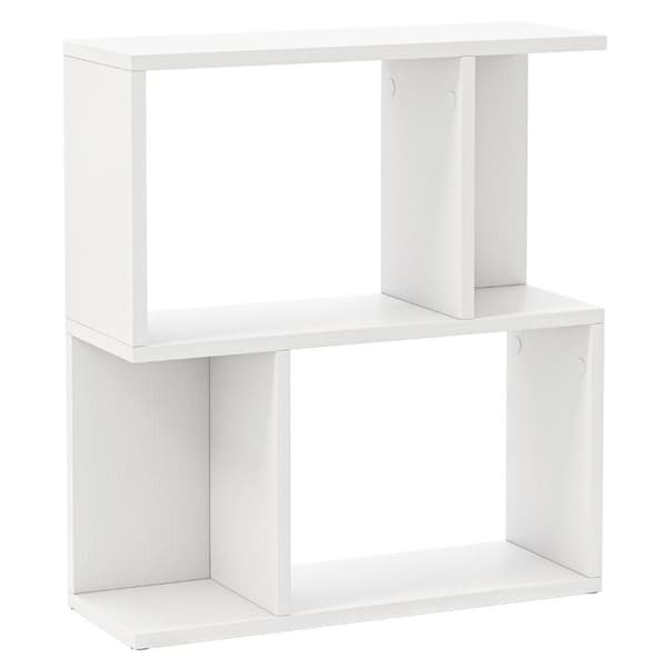 Reol med 4 rum, sidebord, sofa, natbord, rumdeler, træ, 50 x 17,5 x 55,5 cm, hvid
