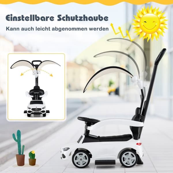 Mercedes-Benz ajettava auto 3-in-1 ajettava ajoneuvo työntökahvalla ajettava auto 1-vuotiaille ja sitä vanhemmille lapsille