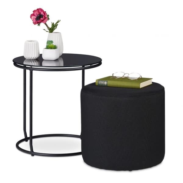 Sidebord med fotskammel sort