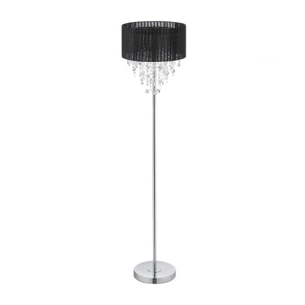 Golvlampa med kristaller svart