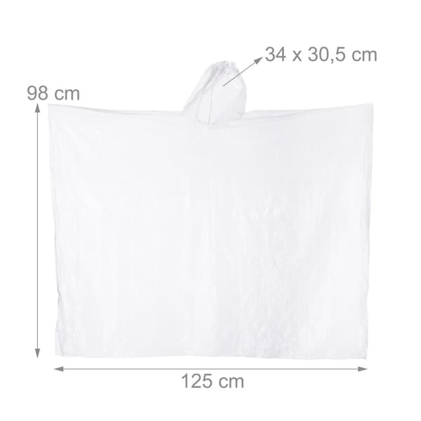 Engangs regnponcho, sæt med 20 stk