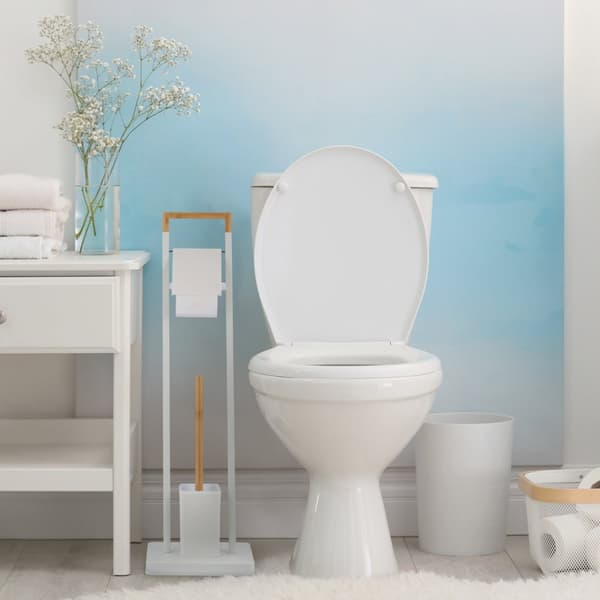 Toiletstol i bambus og rustfrit stål