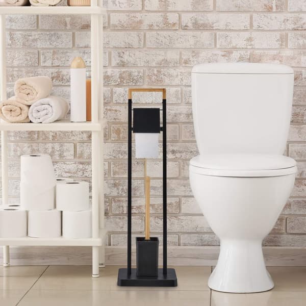 Toiletstol i bambus og rustfrit stål