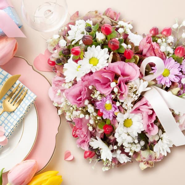 Blomstert skumhjertesett med 2 stk