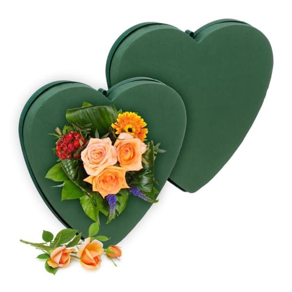 Blomstert skumhjertesett med 2 stk