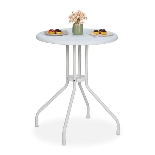 Rundt hagebord i rottinglook