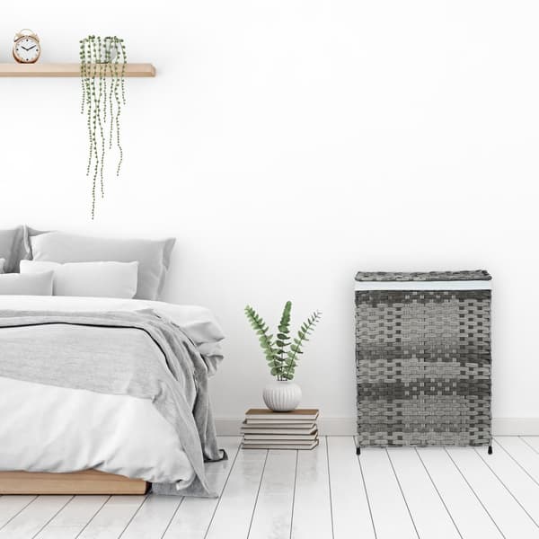 Vasketøjskurv i rattan look 90 l