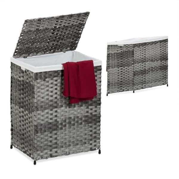 Vasketøjskurv i rattan look 90 l