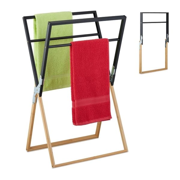 Sammenleggbar bambus håndkleholder