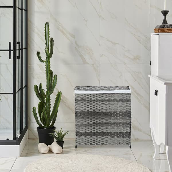 Vasketøjskurv i rattan look 110 L