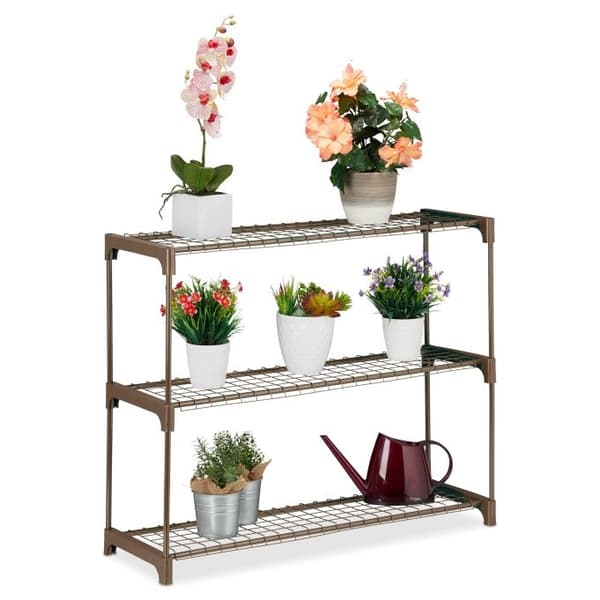 Blomsterstativ i brunt metal 3 niveauer