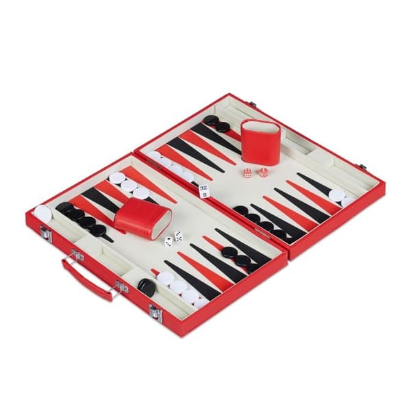 Rød backgammon bag