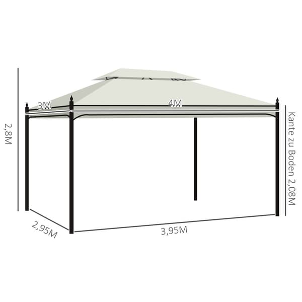 Luksus paviljong hage paviljong 3x4 m krem, partytelt telt hagetelt pagode for hage og terrasse
