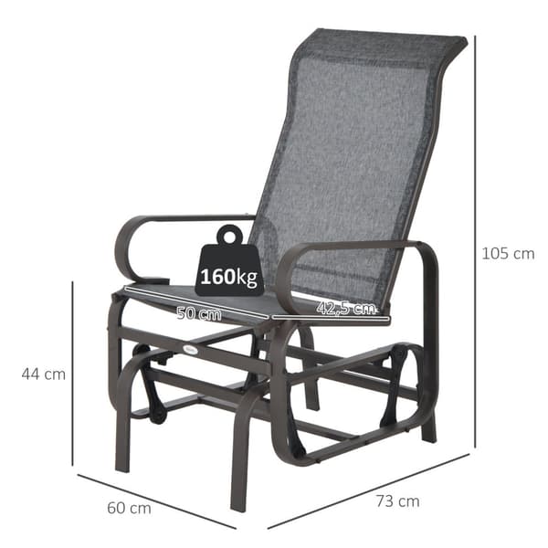Gyngestol hagestol avslapningsstol 60x75x104cm hagehuske i metall til terrasse balkong med tekstlinje