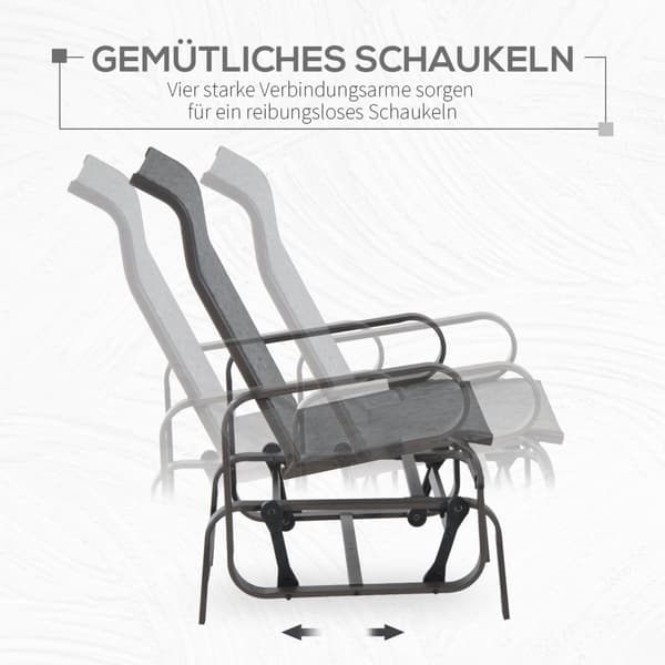 Gyngestol hagestol avslapningsstol 60x75x104cm hagehuske i metall til terrasse balkong med tekstlinje