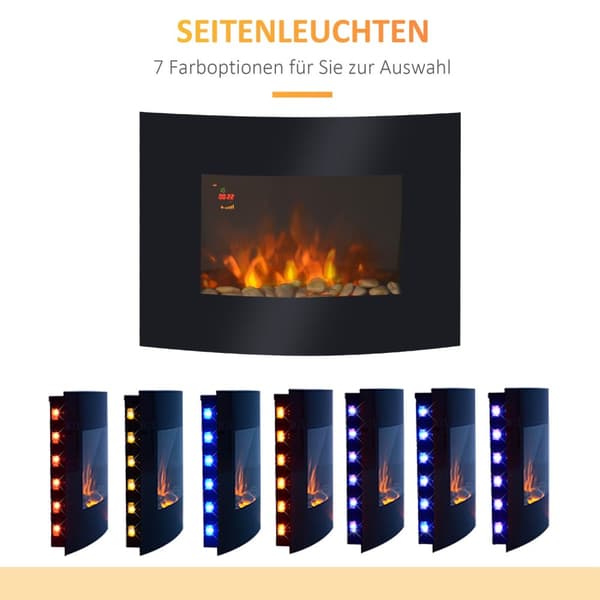 Elspis elektrisk väggspis 65 x 11,4 x 52cm, öppen spis för en mysig atmosfär