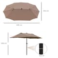 Miniatyrbillede 4 af 10: Parasol med LED dobbelt parasol 440 x 260 cm haveparasol terrasseparasol stor oval med håndsving og metalramme i kaki