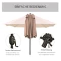 Miniatyrbillede 6 af 10: Parasol med LED dobbelt parasol 440 x 260 cm haveparasol terrasseparasol stor oval med håndsving og metalramme i kaki