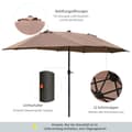 Miniatyrbillede 7 af 10: Parasol med LED dobbelt parasol 440 x 260 cm haveparasol terrasseparasol stor oval med håndsving og metalramme i kaki