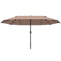 Miniatyrbillede 1 af 10: Parasol med LED dobbelt parasol 440 x 260 cm haveparasol terrasseparasol stor oval med håndsving og metalramme i kaki