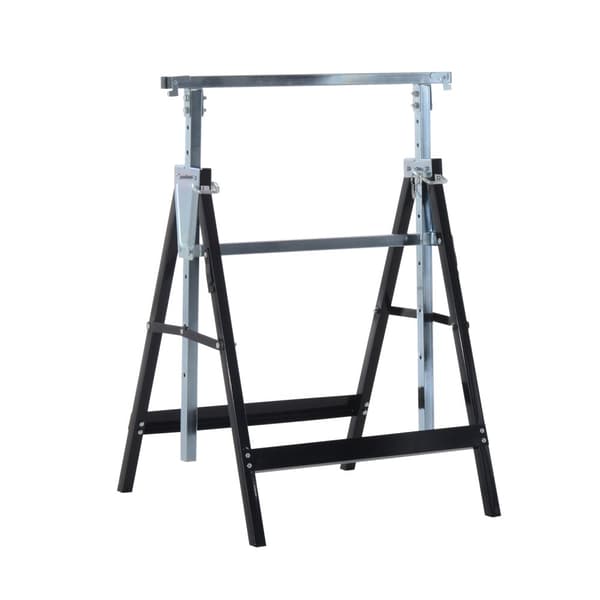 2 x ställningsbock, hopfällbar bock, höjdjusterbar upp till 200 kg, gjord av stål, svart, 68 x 58 x 80-130 cm för byggarbete och gör-det-själv-entusia