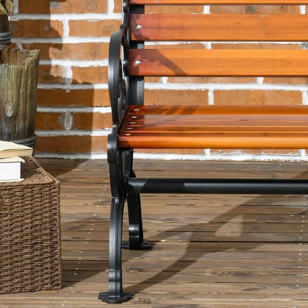 Hagebenk, parkbenk, benk for 2 personer, balkongbenk med armlener, for hage, balkong, værbestandig, tre, 120 x 64 x 79 cm, teak Aosom
