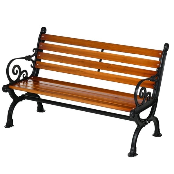 Hagebenk, parkbenk, benk for 2 personer, balkongbenk med armlener, for hage, balkong, værbestandig, tre, 120 x 64 x 79 cm, teak Aosom