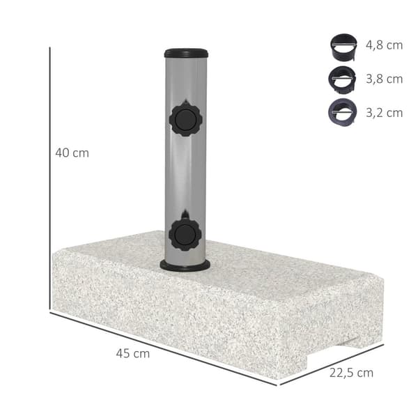 Parasollställ 25kg stativ för halvrundt parasoll med Ø 32/38/48 mm stång, parasollfot för trädgård, balkong, granit, grå 45 x 22,5 x 40 cm Aosom