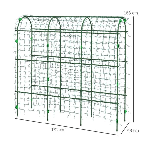 Trellis for klatreplanter, justerbar trellis, planteespalier med nett, planteramme, stål, grønn, 43 x 182 x 183 cm for hage, balkong