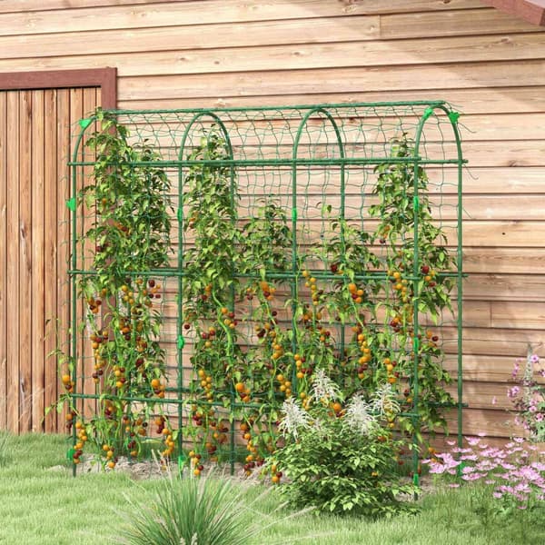 Trellis for klatreplanter, justerbar trellis, planteespalier med nett, planteramme, stål, grønn, 43 x 182 x 183 cm for hage, balkong