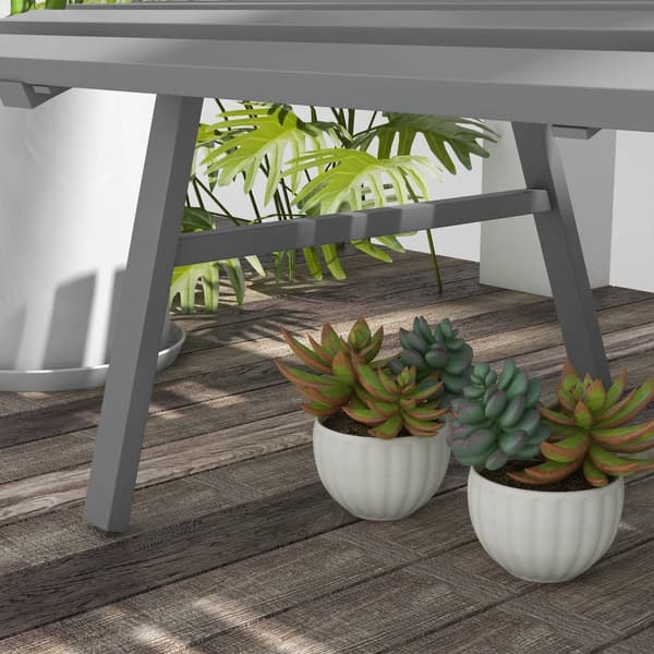 Hagebenk 2-seters parkbenk med ryggstøtte laget av aluminium 123x67x79cm grå til hageterrasse balkong