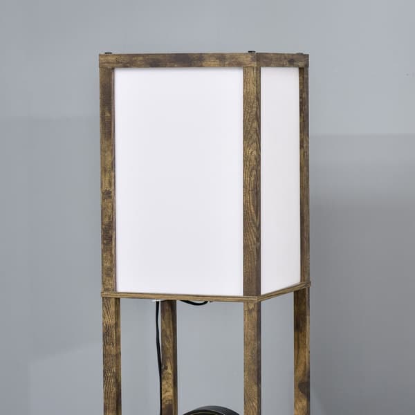 Golvlampa med hyllor, golvlampa för vardagsrum med E27-sockel upp till 40W, sänglampa med lampskärm, golvlampa för sovrum, arbetsrum, kontor, rustik b