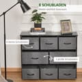 Pikkukuva 6 / 10: Lipasto, jossa 8 kangaslaatikkoa, säilytyskaappi, lipasto kahvoilla, metallirunko, moderni designkaappi makuuhuoneeseen, olohuoneeseen, tummanharmaa