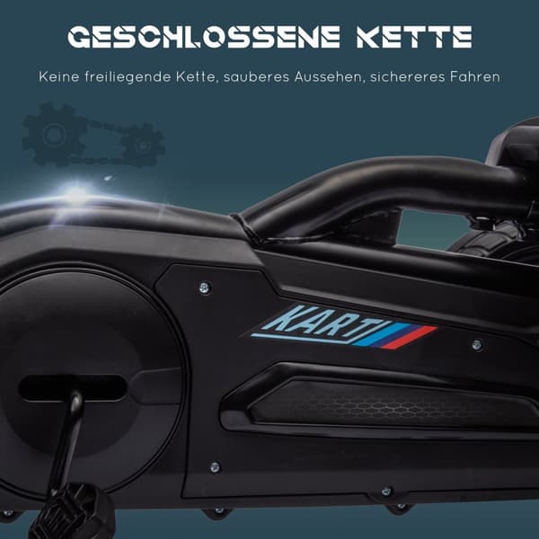 Gokart-pedalbil med håndbremse, justerbart sæde, frem- og bakgear, pedalbil børnekøretøj Kettcar til børn 3-8 år sort Aosom
